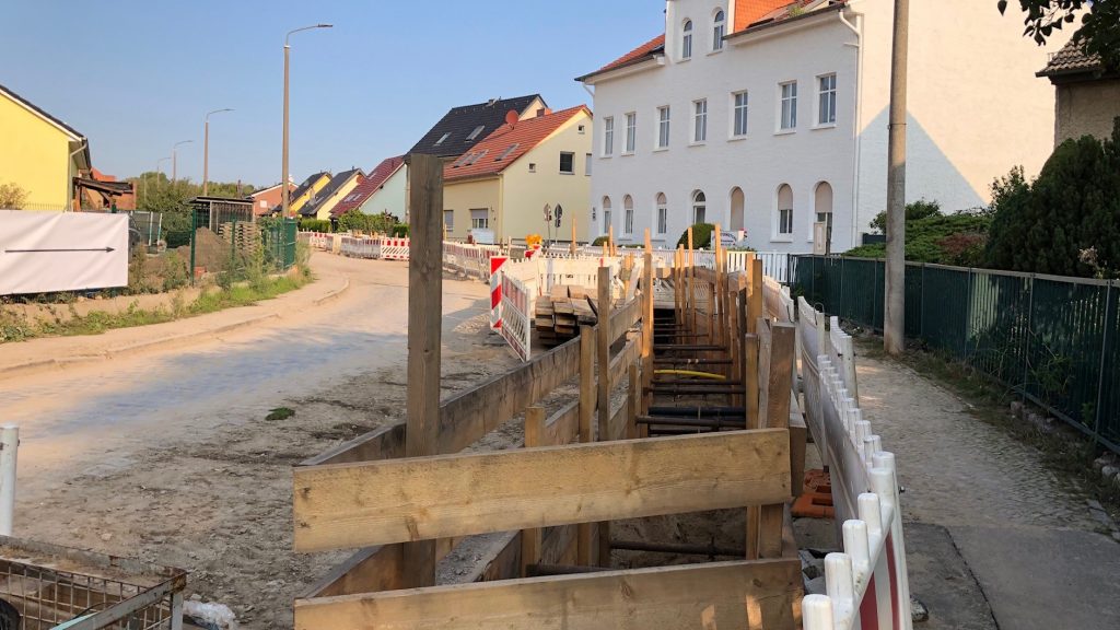 Kanalarbeiten auf der Hauptstraße in Rosenthal im September 2020